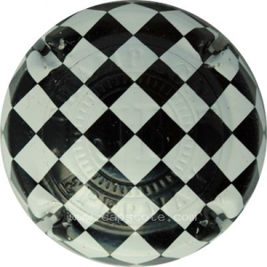 Capsule Damier noir et blanc, initiales au centre, verso or