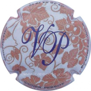 Capsule orange pale et blanc, initiales violettes