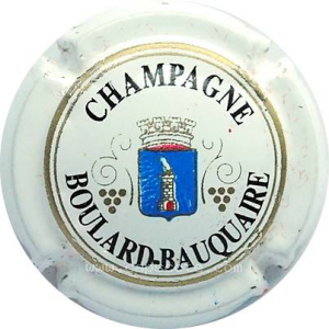 Capsule Blanc, grande lettre, cercle et grappe or
