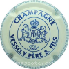 Capsule Vessely P. et F. Blanc cassé et bleu, contour strié