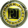 Capsule Perrier-Jouet Jaune, noir et or. Contour rayé