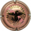 Capsule Mumm Brut rosé millésime, fond rosé, barre rose, contour strié