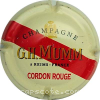 Capsule Mumm Cordon rouge en rouge, fond crème barré