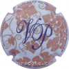 Capsule Vigier-Perrot orange pale et blanc, initiales violettes