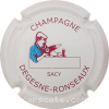 Capsule Degesne-Ronseaux  Blanc et bleu clair, lettres bordeaux, sans cercle