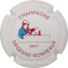 Capsule Degesne-Ronseaux  Blanc et bleu, lettres bordeaux, sans cercle