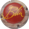 Capsule Blin Fond bordeaux, jaune-orangé, contour gris