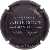 Capsule Roger André Marron foncé et blanc, fleur noire