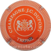 Capsule Dupont J C Orange et blanc, ctr strié, lettres fines